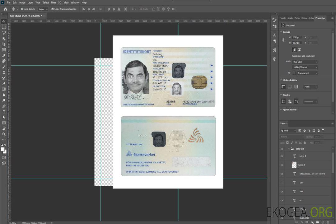 Carte d'identité suédoise 2019-présent template Carte d'identité suédoise 2019-présent template